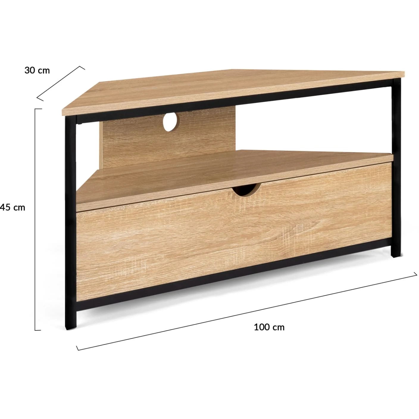 IDMarket - Meuble TV 100 cm d'angle Detroit avec Placard Design Industriel