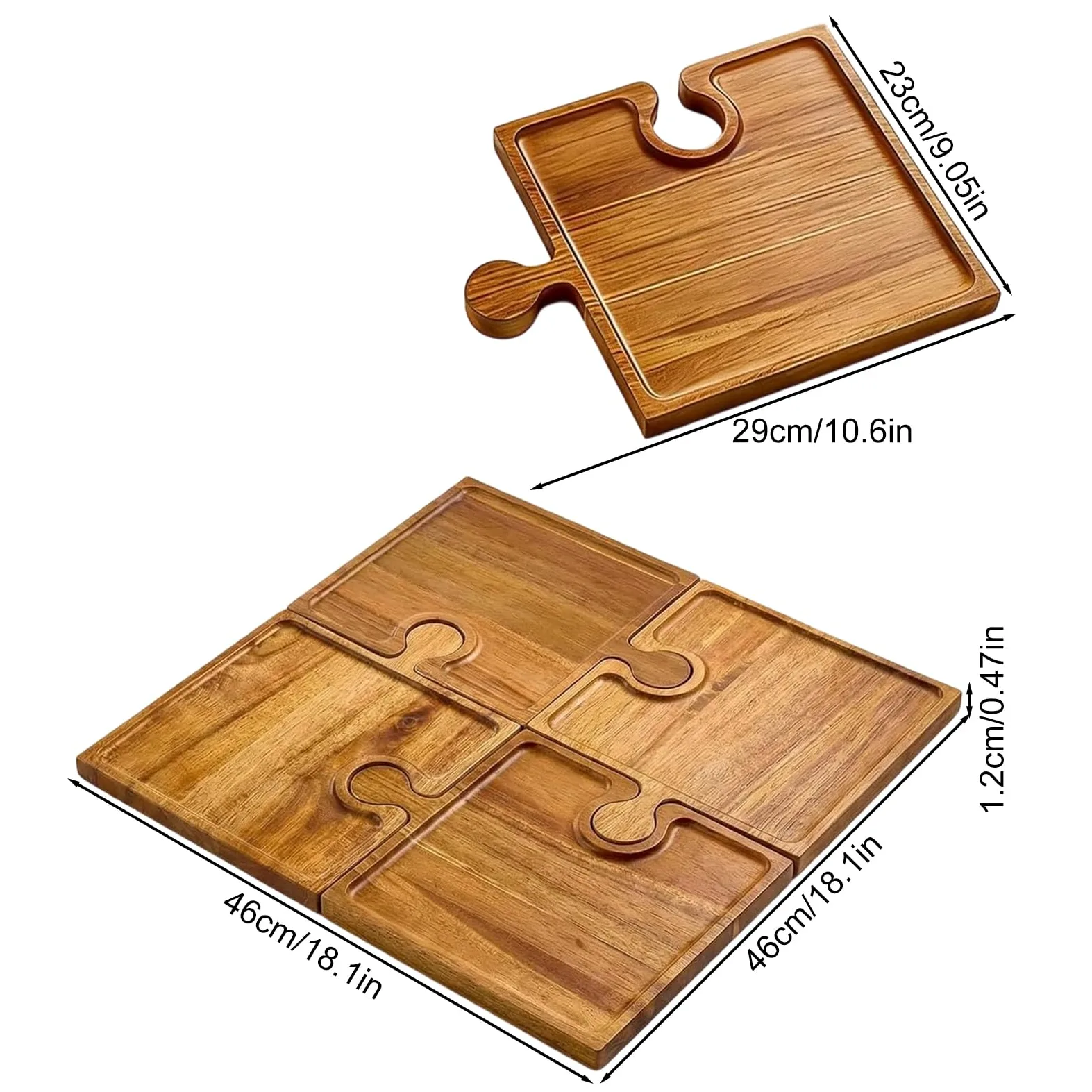 Planche à Fromage Plateau de Service en Bois Puzzle 4 Pièces | Set De Planches À Charcuterie Pour La Et La Maison Pour Mariage Vacances Camping Pique-nique Pendaison De Crémaillère