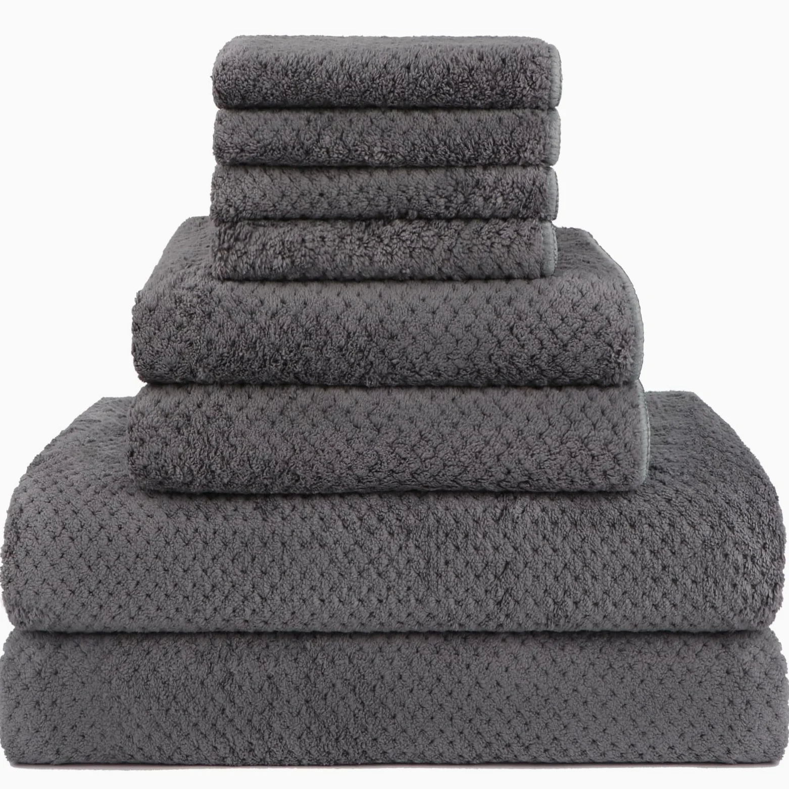 HOMEXCEL Lot de 8 Serviettes de Bain en Microfibre – 2 Serviettes de Bain, 2 essuie-Mains et 4 débarbouillettes, Super Douces, très absorbantes pour Salle de Bain, Salle de Sport, hôtel et Spa (Gris)