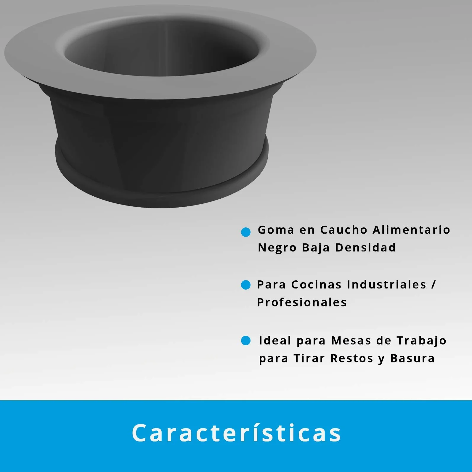 Set de 2 Joints Troncoconiques pour Poubelle Cousines, Faites en Gomme de Caoutchouc noire a Basse intensité. | idéal per Cousines Industrielles.