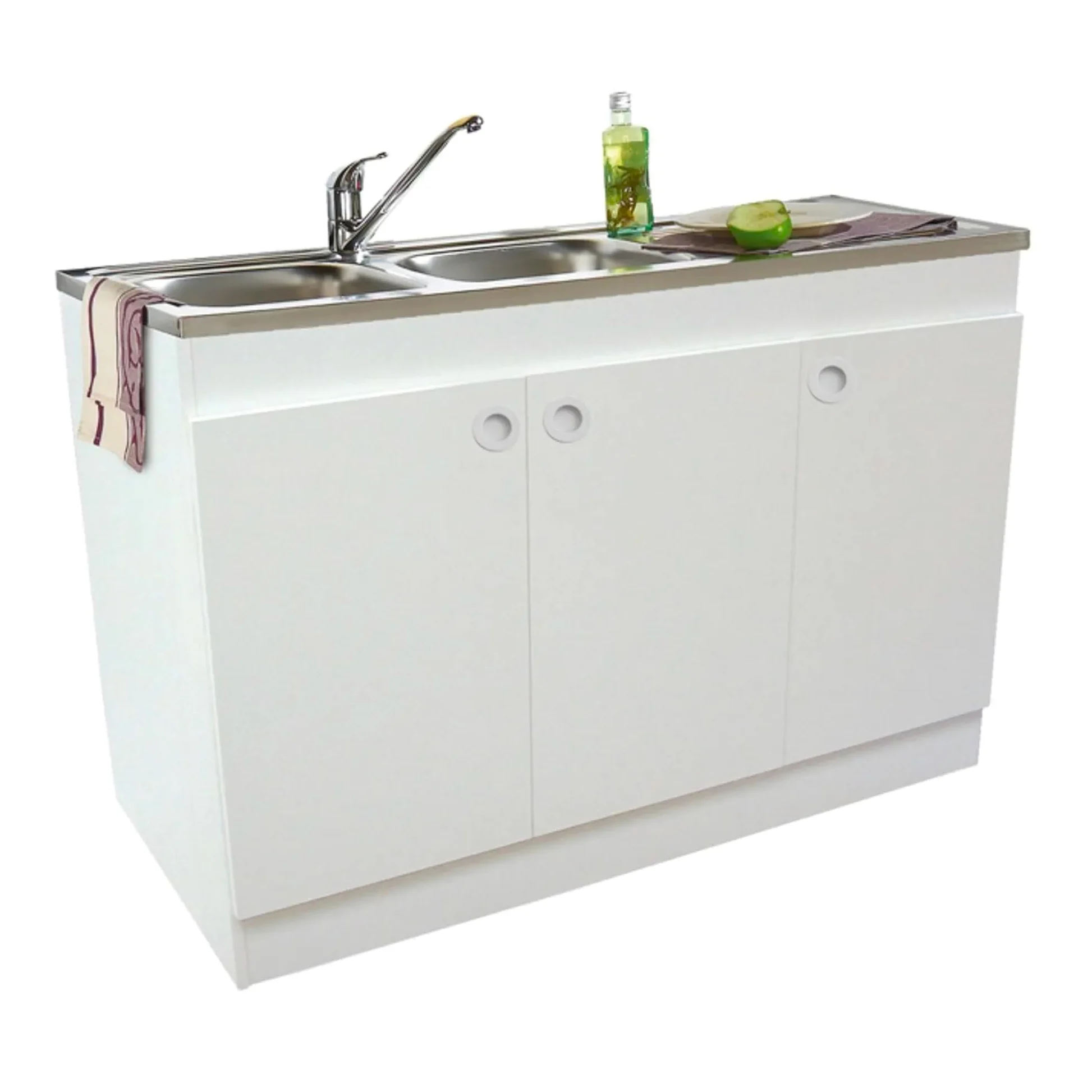Meuble sous evier 120cm blanc Décliq Néova