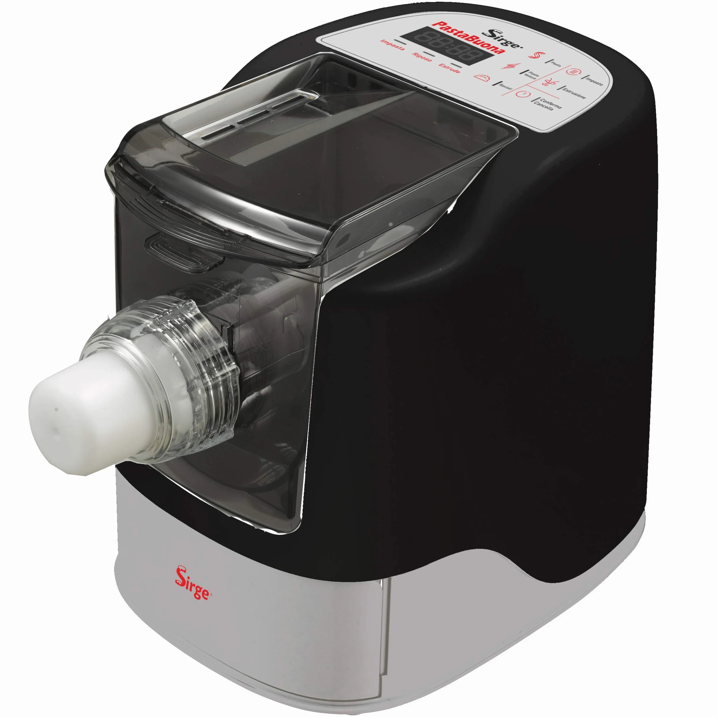 Sirge Machine à pâtes série BONNE - 13 filets inclus avec pâte, repos de pâte et extrusion étirée automatique, mélange parfait de farine avec les ingrédients, noir/gris