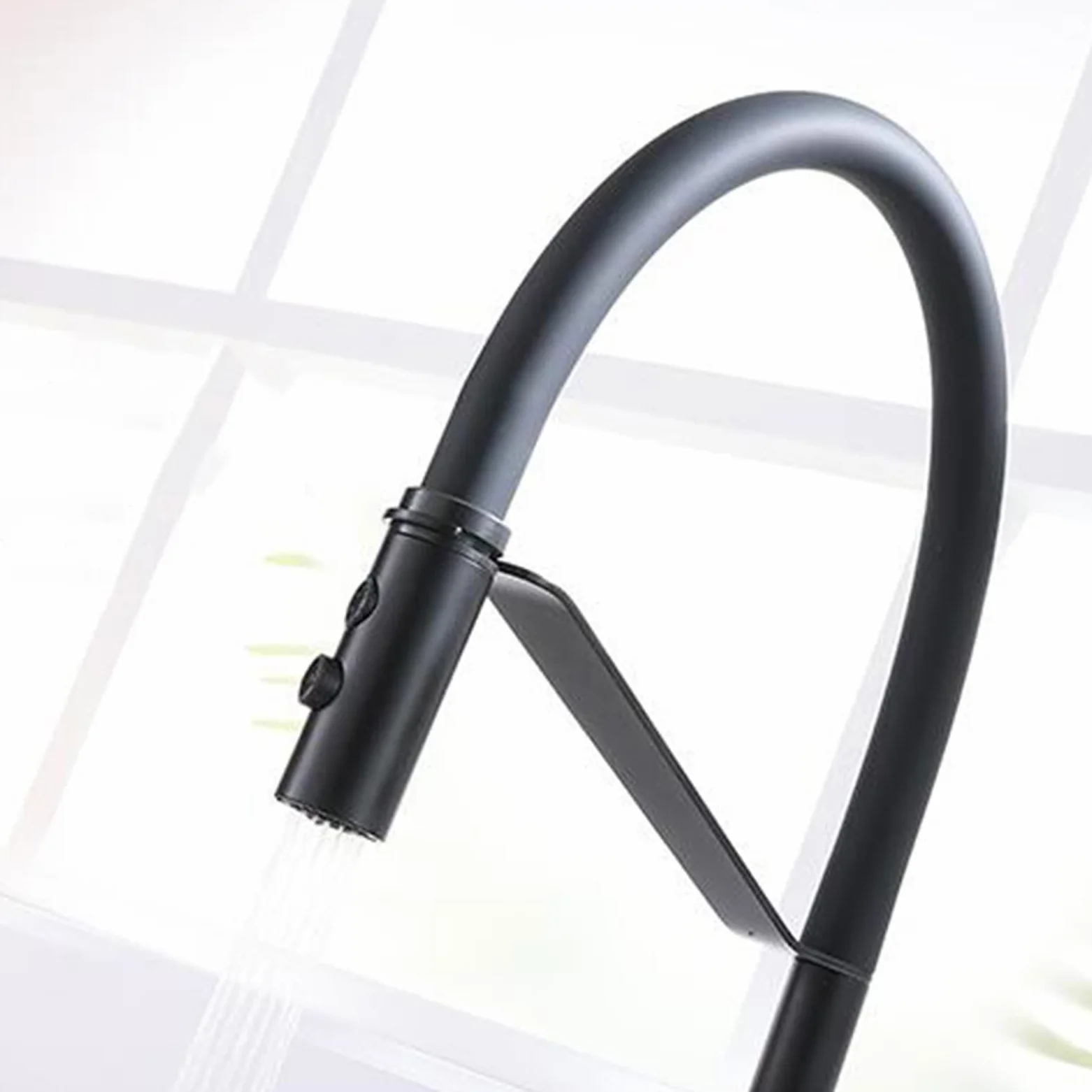 Mitigeur Cuisine Rabattable sous Fenetre, Robinetterie de Cuisine Pliable Pivotant Laiton Multifonction Robinet de Cuisine sous Fenetre-Noir