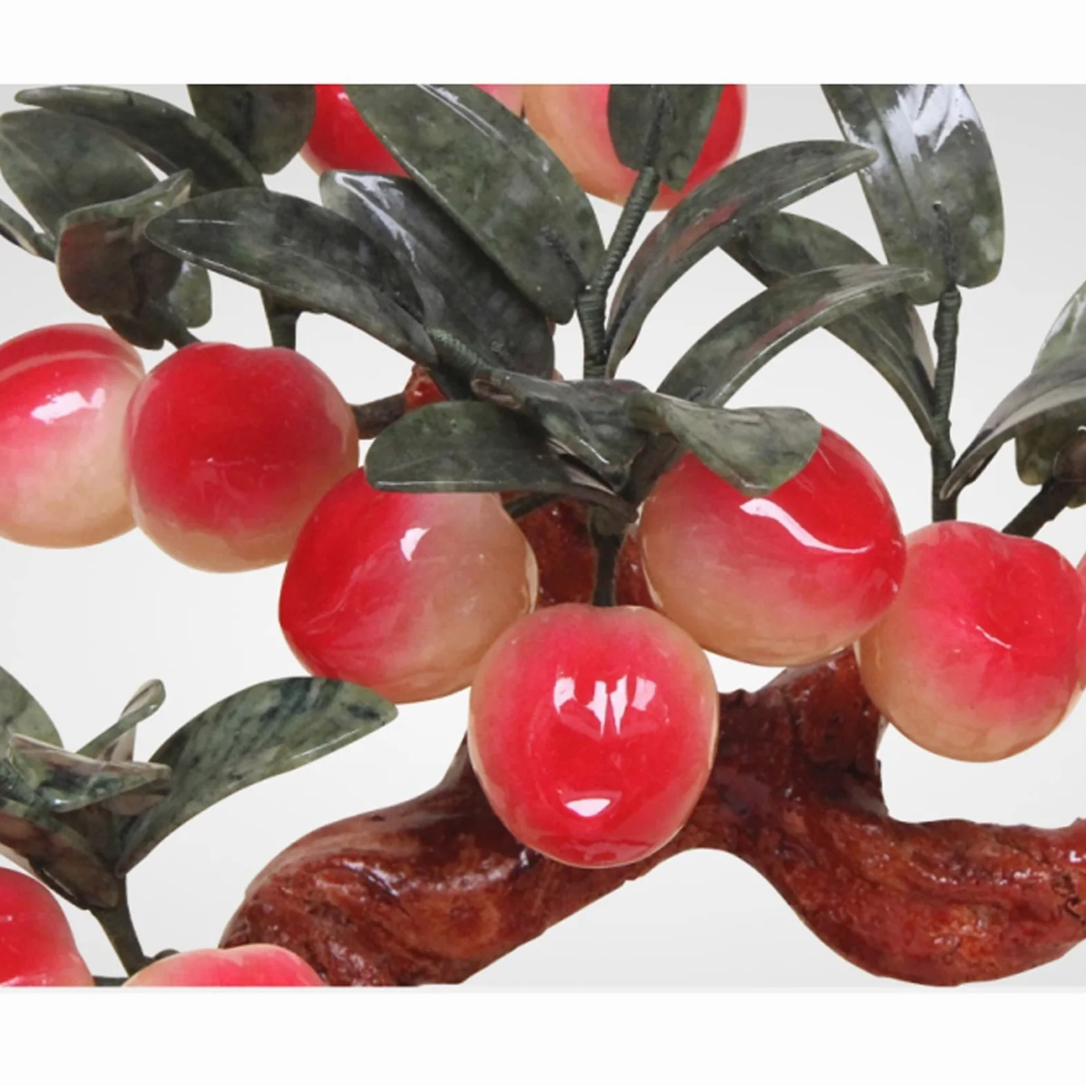 Bonsaï Artificiel Plante Artificielle en Pot de Jade sculpté artificiellement Pierre bonsaï Bonsai Arbre rocheuses artificielles longévité pêche Maison décoration Bureau Faux Arbre D'intérieur