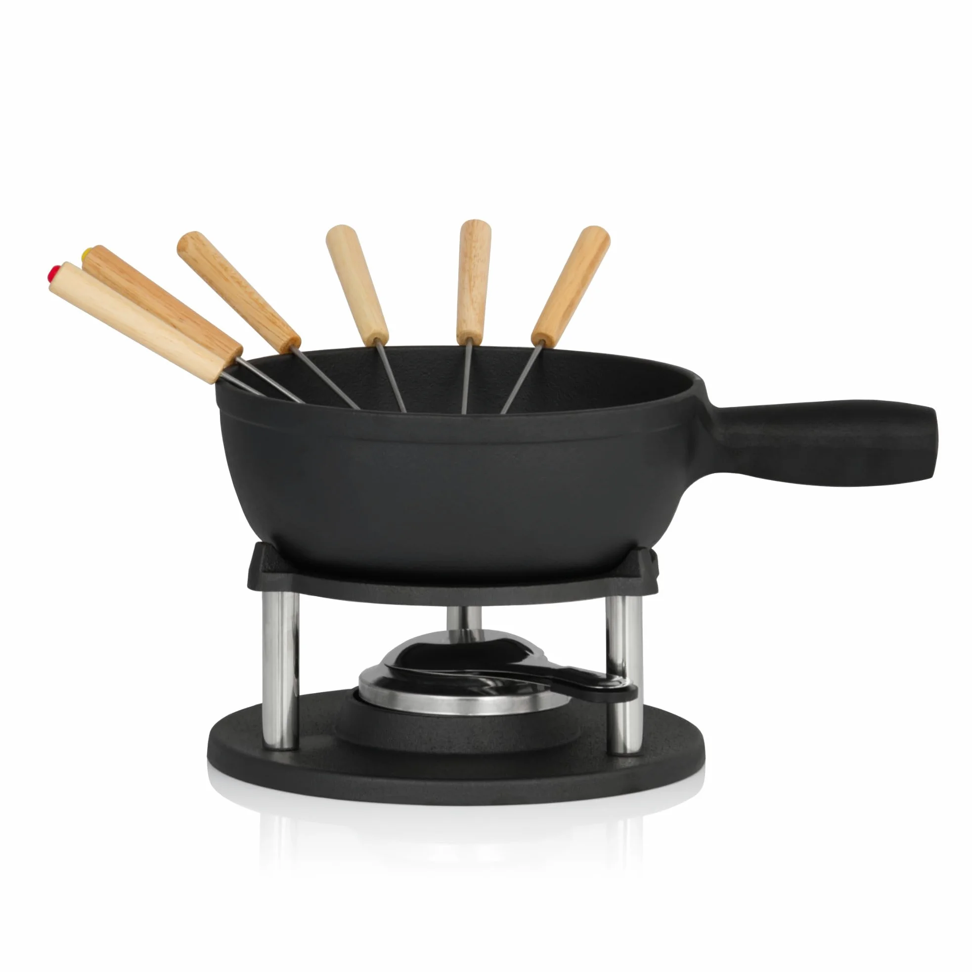 BBQ-Toro Service à fondue en fonte pour 6 personnes | 2 litres | Service à fondue 9 pièces avec brûleur et fourchettes | Service à fondue au fromage, service à fondue à la viande, service à fondue au