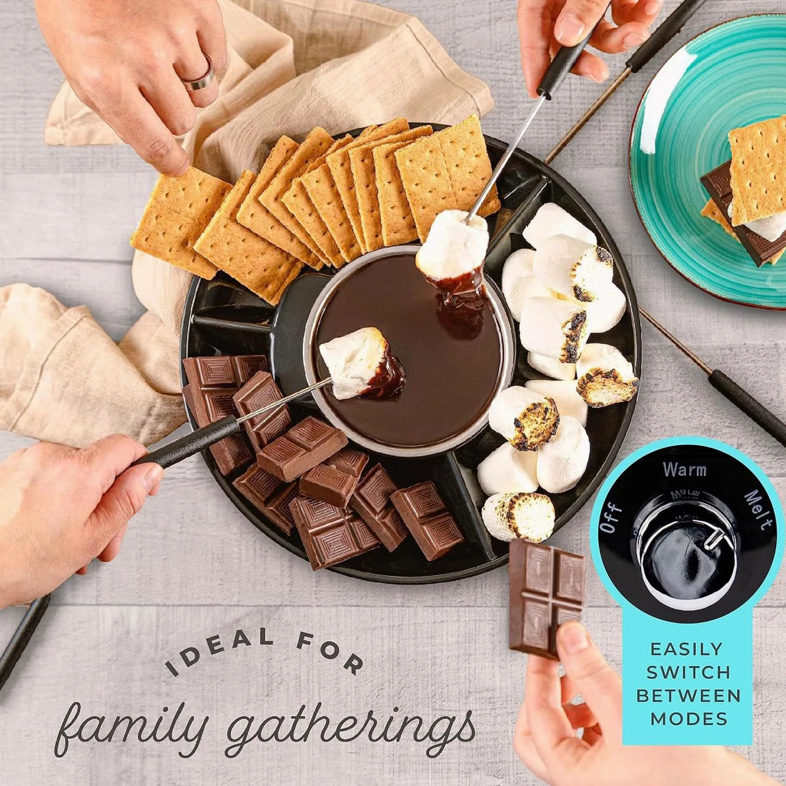 Pot à Fondue Au Chocolat Portable Électrique avec Plateau Détachable pour Fonte de Chocolat Beurre et Fromage Parfait pour Cadeaux et Soirées