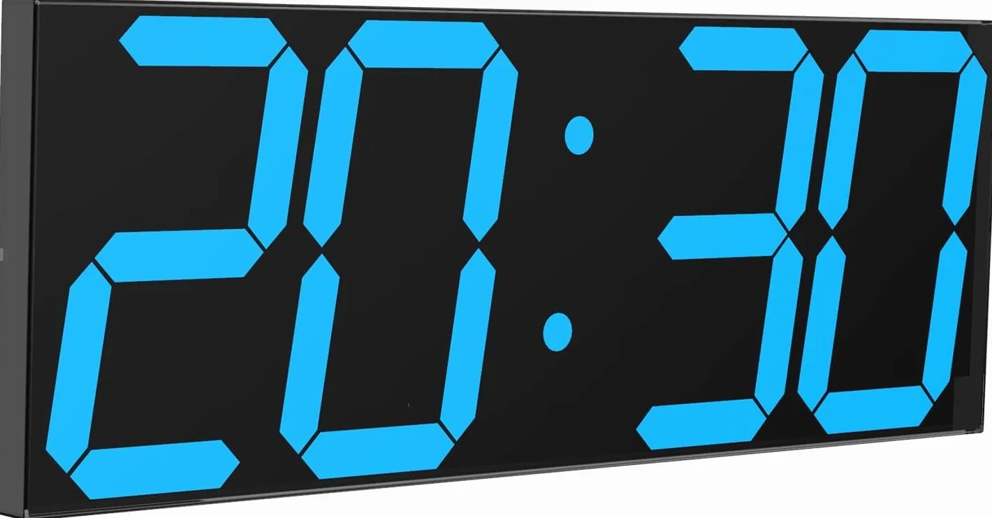 CHKOSDA Horloge murale numérique à LED horloge murale surdimensionnée avec chiffres de 152 cm minuterie à rebours télécommandée variateur d'intensité grand calendrier et thermomètre (bleu glacial)
