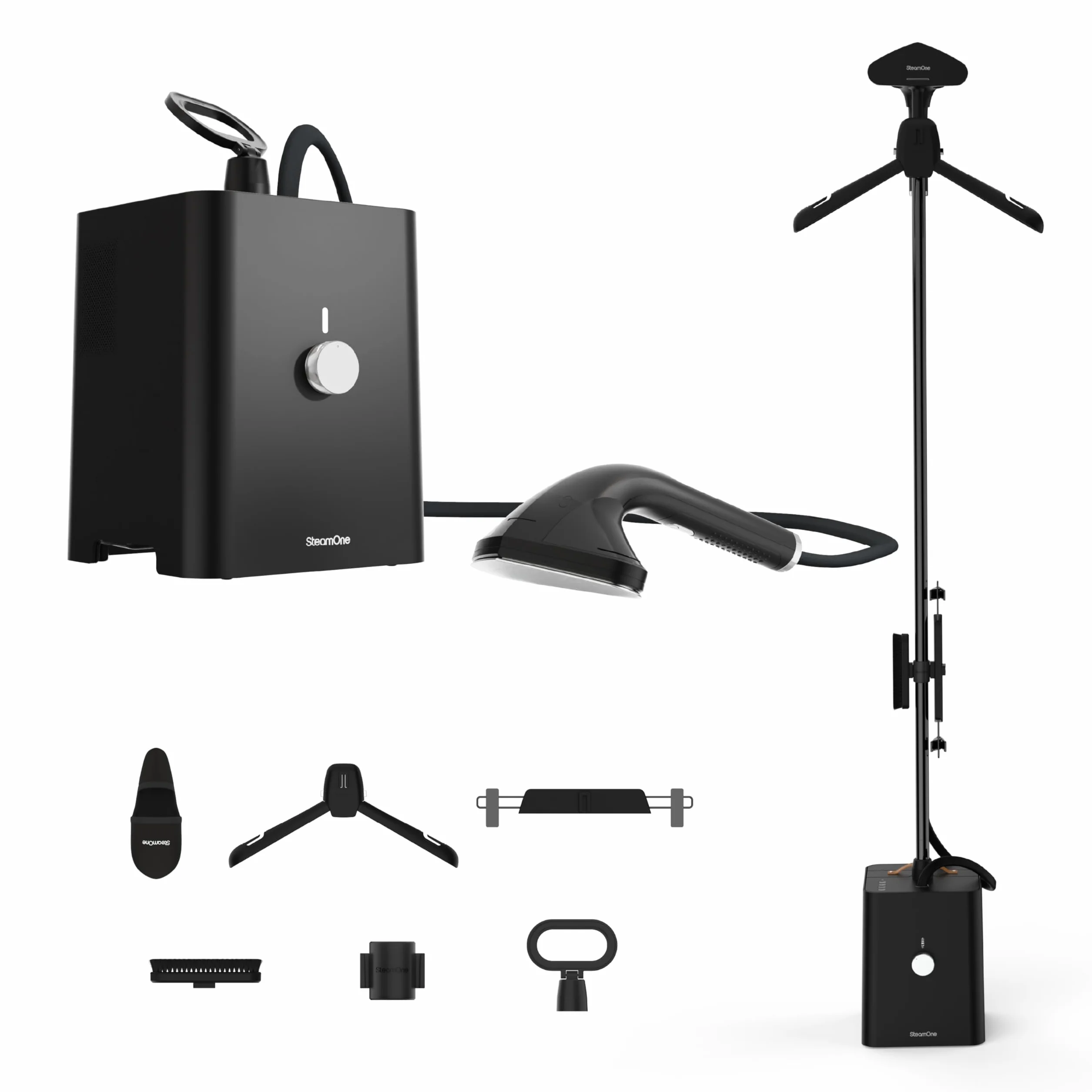 STEAMONE -Steamer Professionnel Defroisseur vapeur 2900W 125g/min 10bars -Fer à repasser Vertical et Horizontal Autonomie 90min (2500ml) -Élimine 99,99% d'Impuretés -Prêt en 120s -Câble 3m -SteamCube