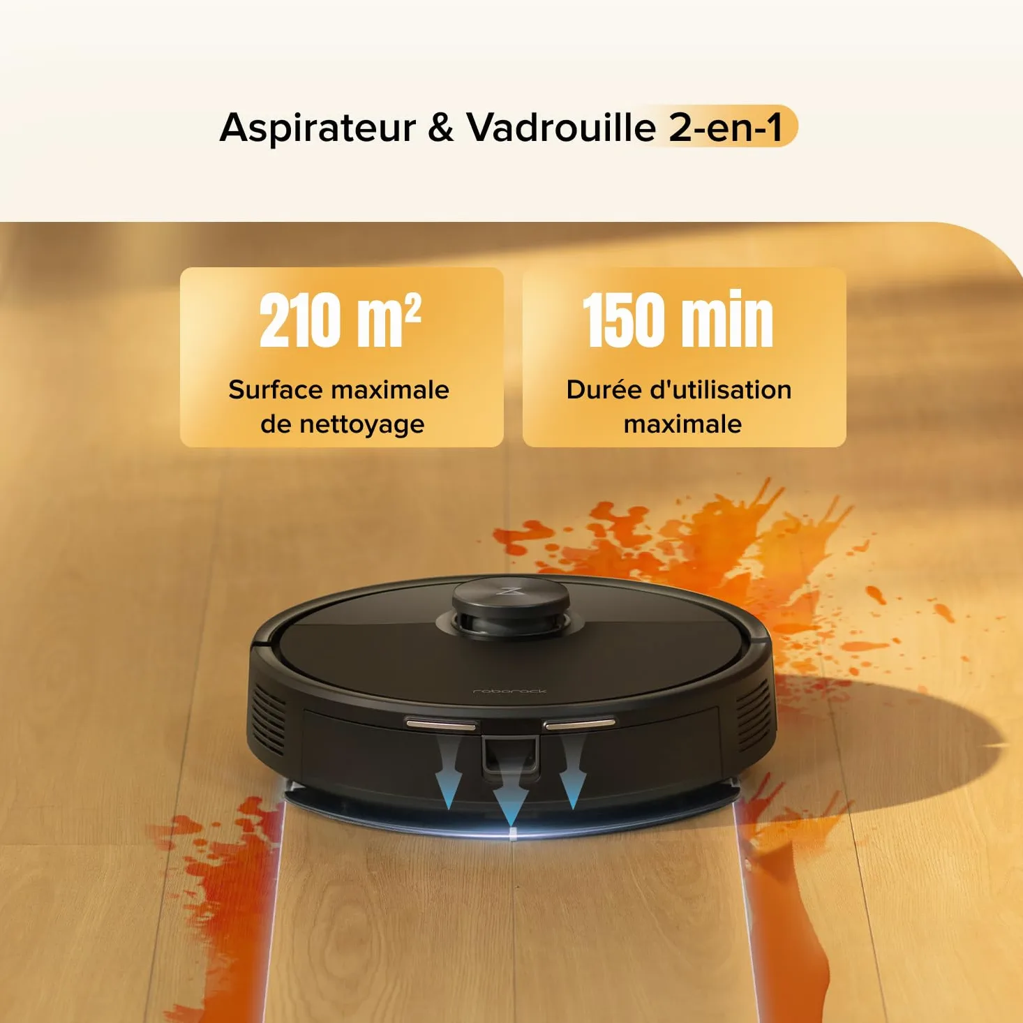 roborock Q7 M5 Set Aspirateur Robot Laveur 10 000 Pa, Double Conception Anti-Enchevêtrement, Durée de Nettoyage Prolongée, Navigation avec LiDAR Précis, APP, Noir