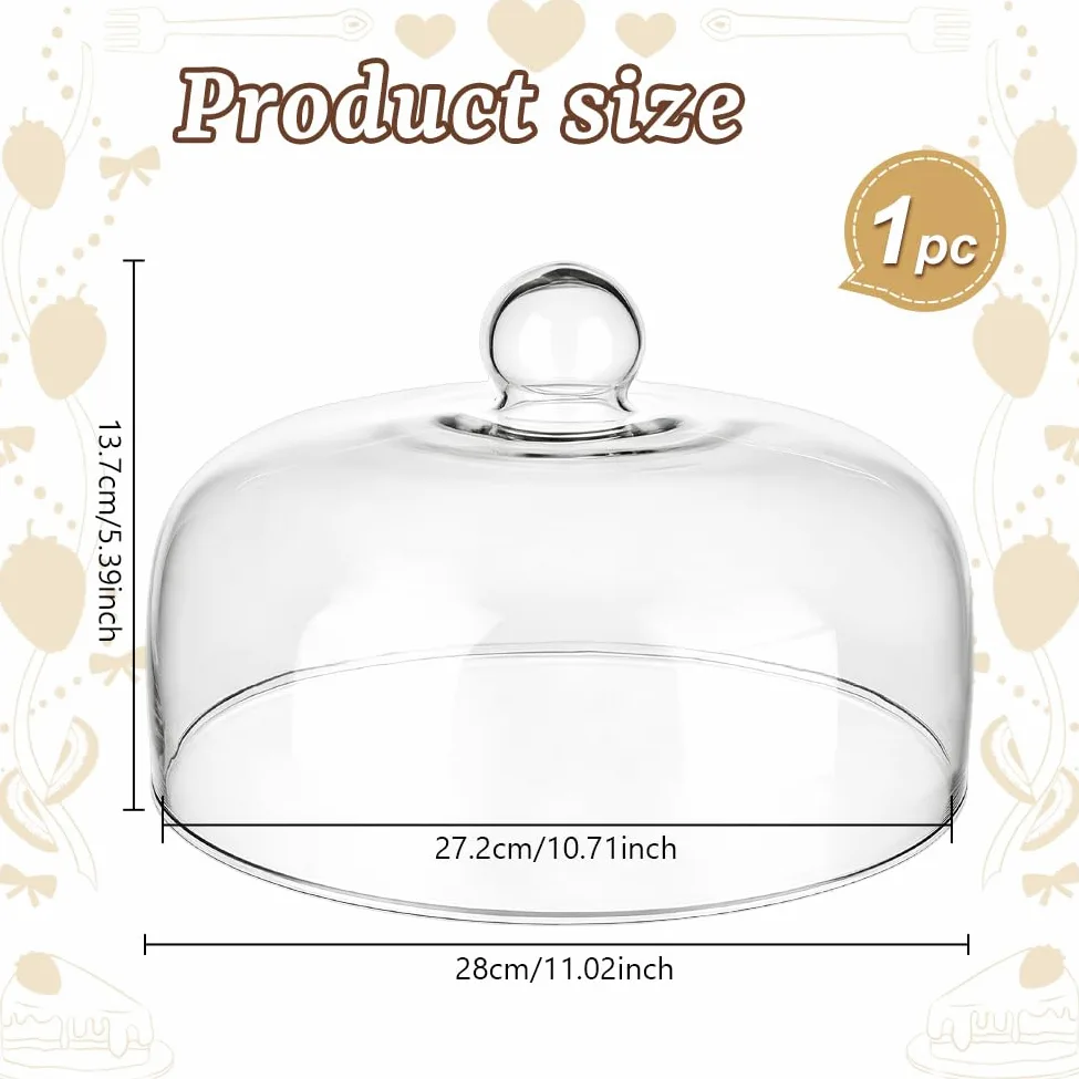 UNICRAFTALE Cloche à Gateau En Verre Rond Clair De 13.7 cm De Haut Sans Socle Pour Présentation De Mini Gateaux Desserts Fromage Dans Cuisine Mariage Fête