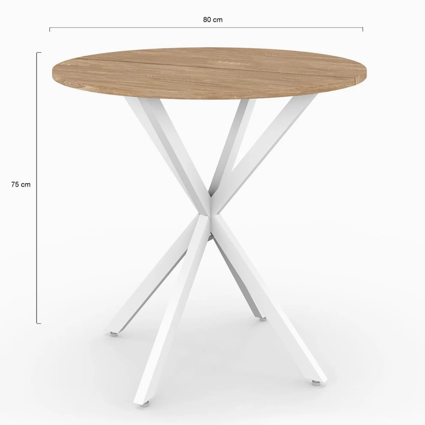 IDMarket - Table à Manger Ronde Alix 4 Personnes Pied araignée Bois et Blanc 80 cm