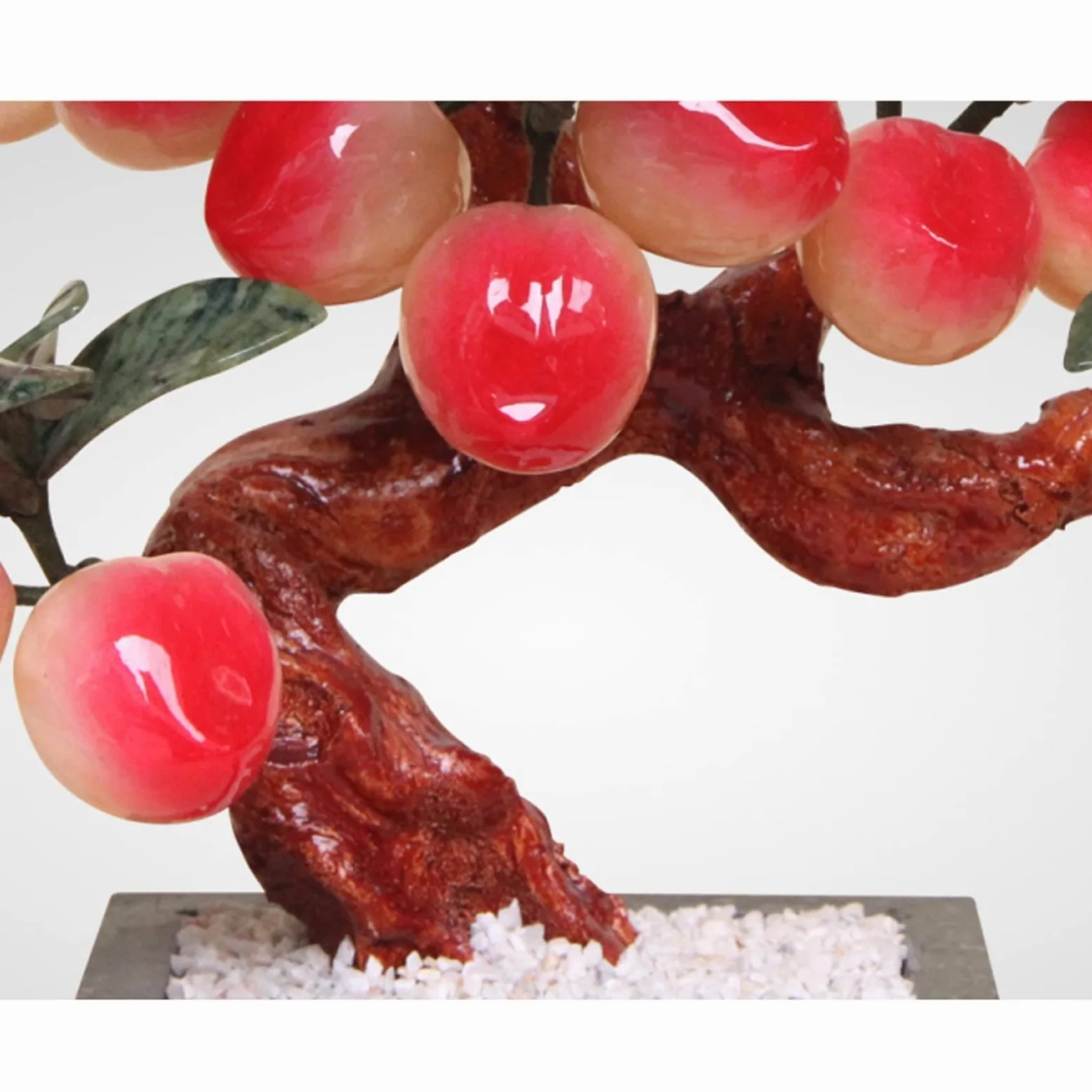 Bonsaï Artificiel Plante Artificielle en Pot de Jade sculpté artificiellement Pierre bonsaï Bonsai Arbre rocheuses artificielles longévité pêche Maison décoration Bureau Faux Arbre D'intérieur