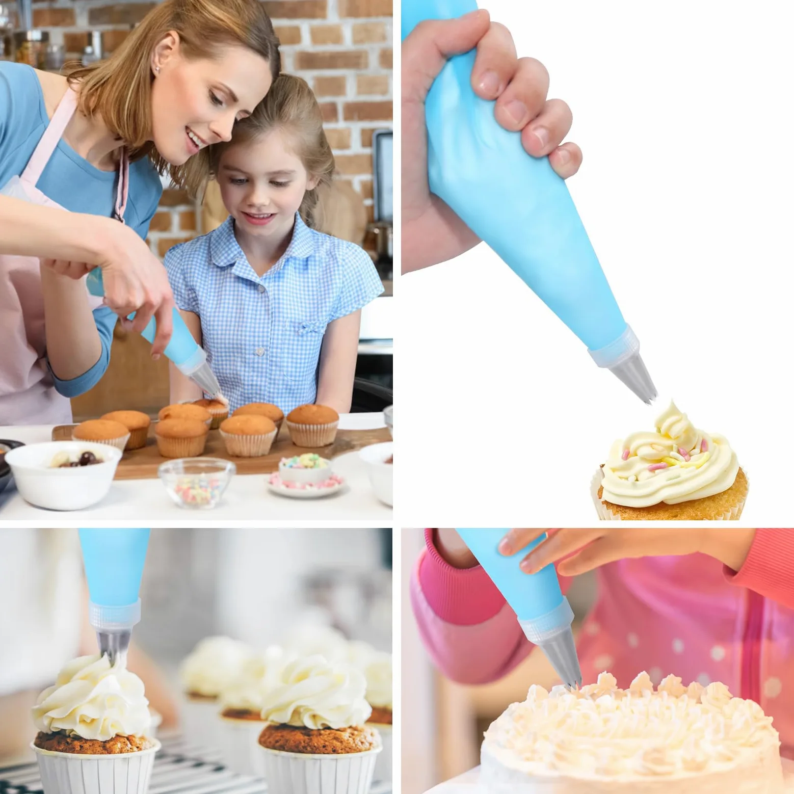 Uten Kit de Pâtisserie, 33 pcs Fournitures de Décoration de Gâteaux avec Plateau Tournant en Verre, Poche à Douille, Embouts de Passepoil, Outils de Cuisson