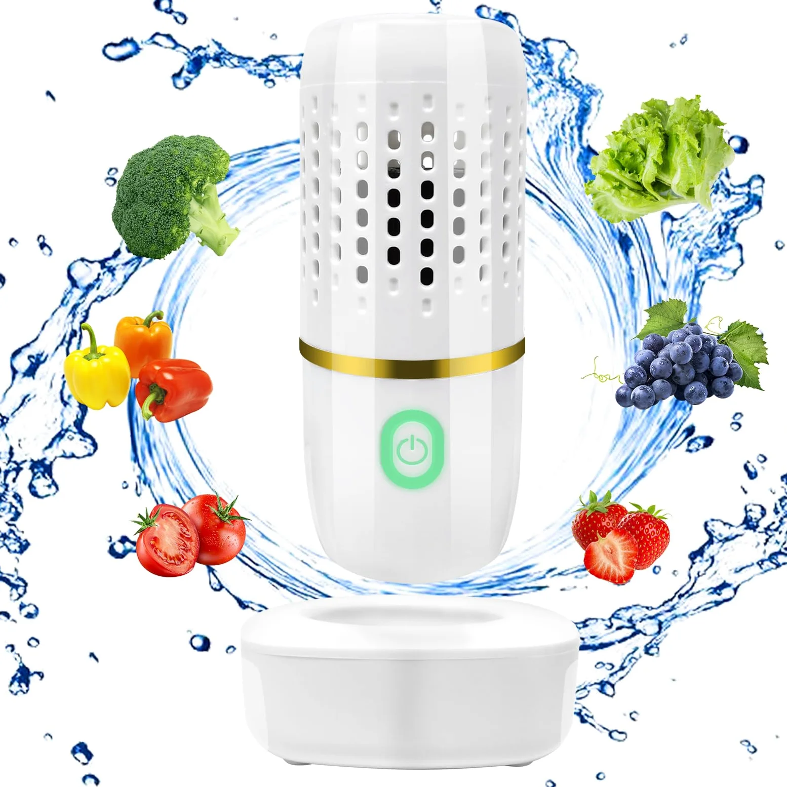 Machine à Laver les Fruits et Légumes, Machine de Purification des Aliments Portable, purificateur d'aliments sans fil USB, Machine à laver à ultrasons avec Technologie de Purification d'Ions Oh