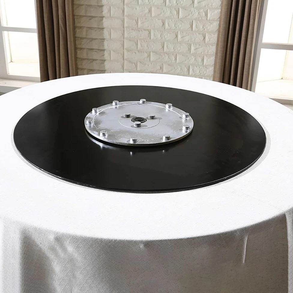 Plateau Tournant En Verre Trempé Lazy Susan Noir, Grand Plateau Rotatif De 60cm 80 cm 100cm, Pour Table De Salle À Manger, Assiette De Service De Table D'hôtel À Domicile, Facile À Partager La Nourrit