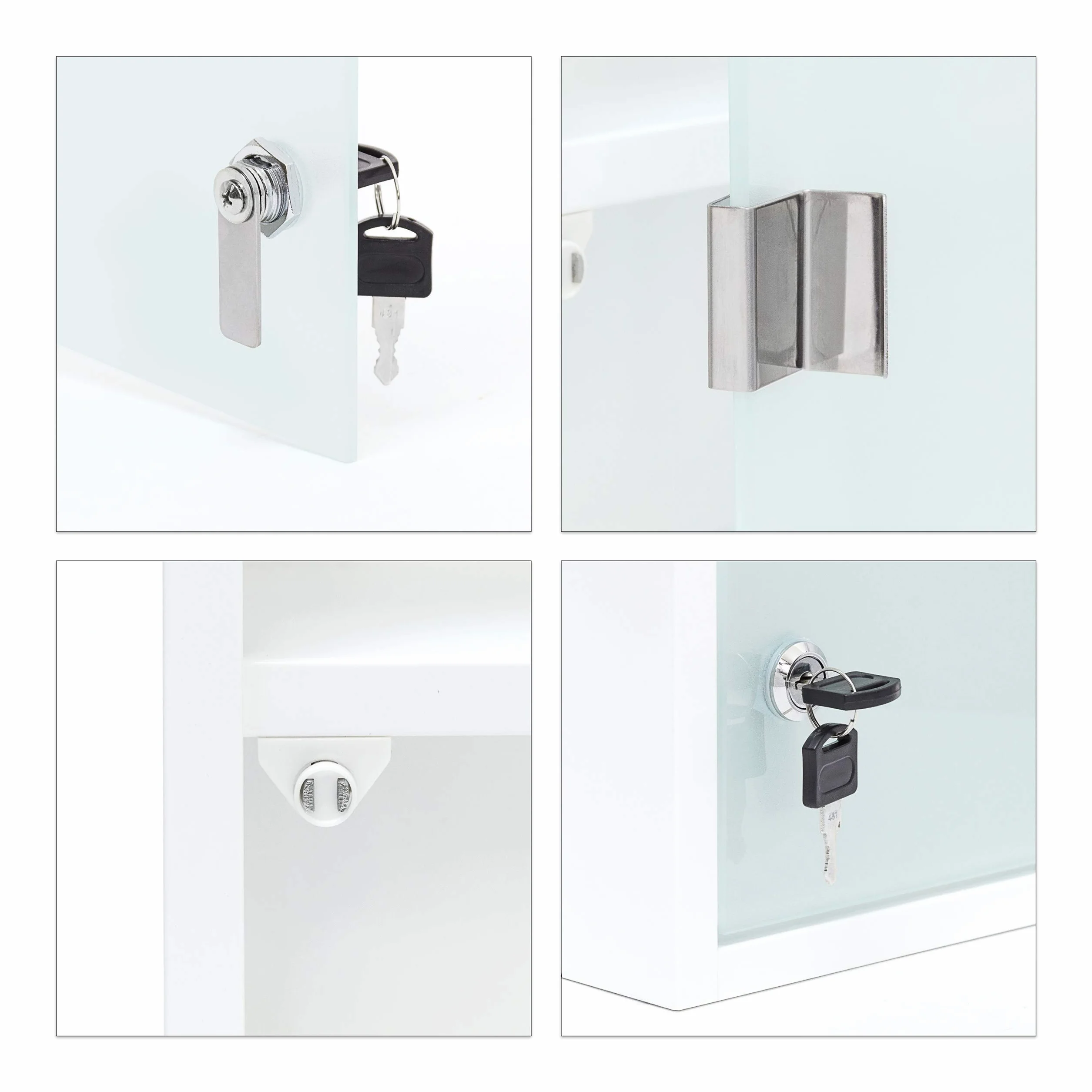 Relaxdays Armoire à pharmacie blanche inox avec porte magnétique en verre opale Hx l x P 57 x 27 x 12 cm, blanc