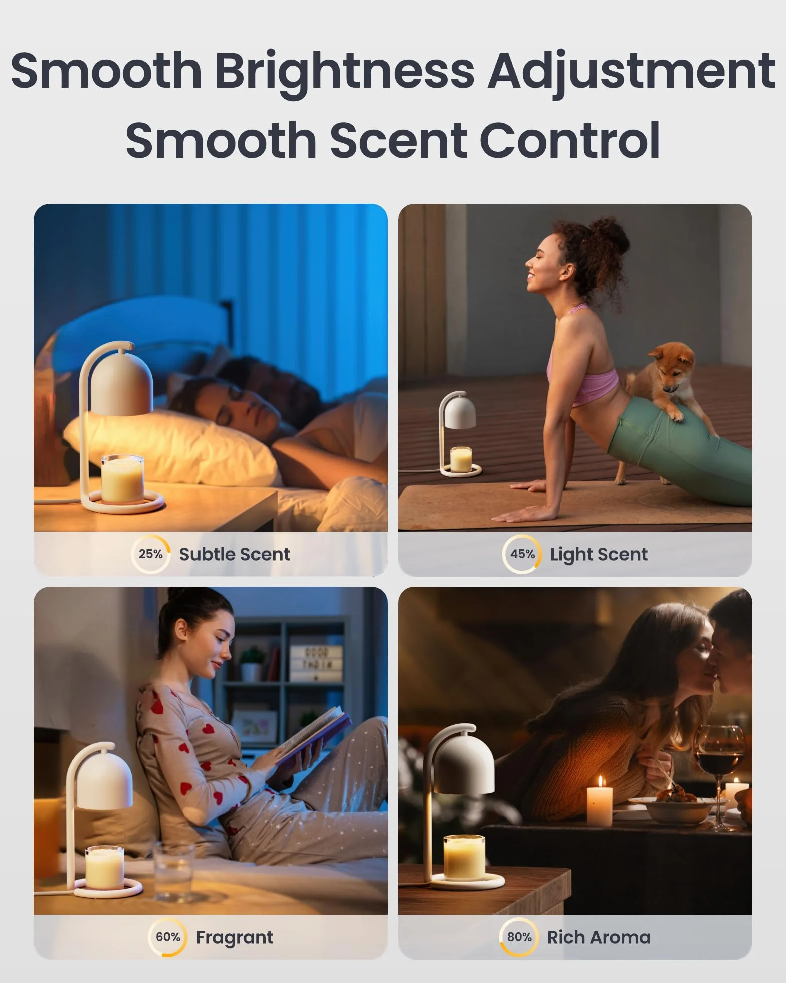 SwitchBot Lampe Chauffe Bougie avec Coffret Cadeau, Candle Warmer Lamp compatible Matter pour Apple Home & Alexa, Minuterie et Variateur Lampe Bougie électrique pour Parfumées Maison, Chambre, Blanc