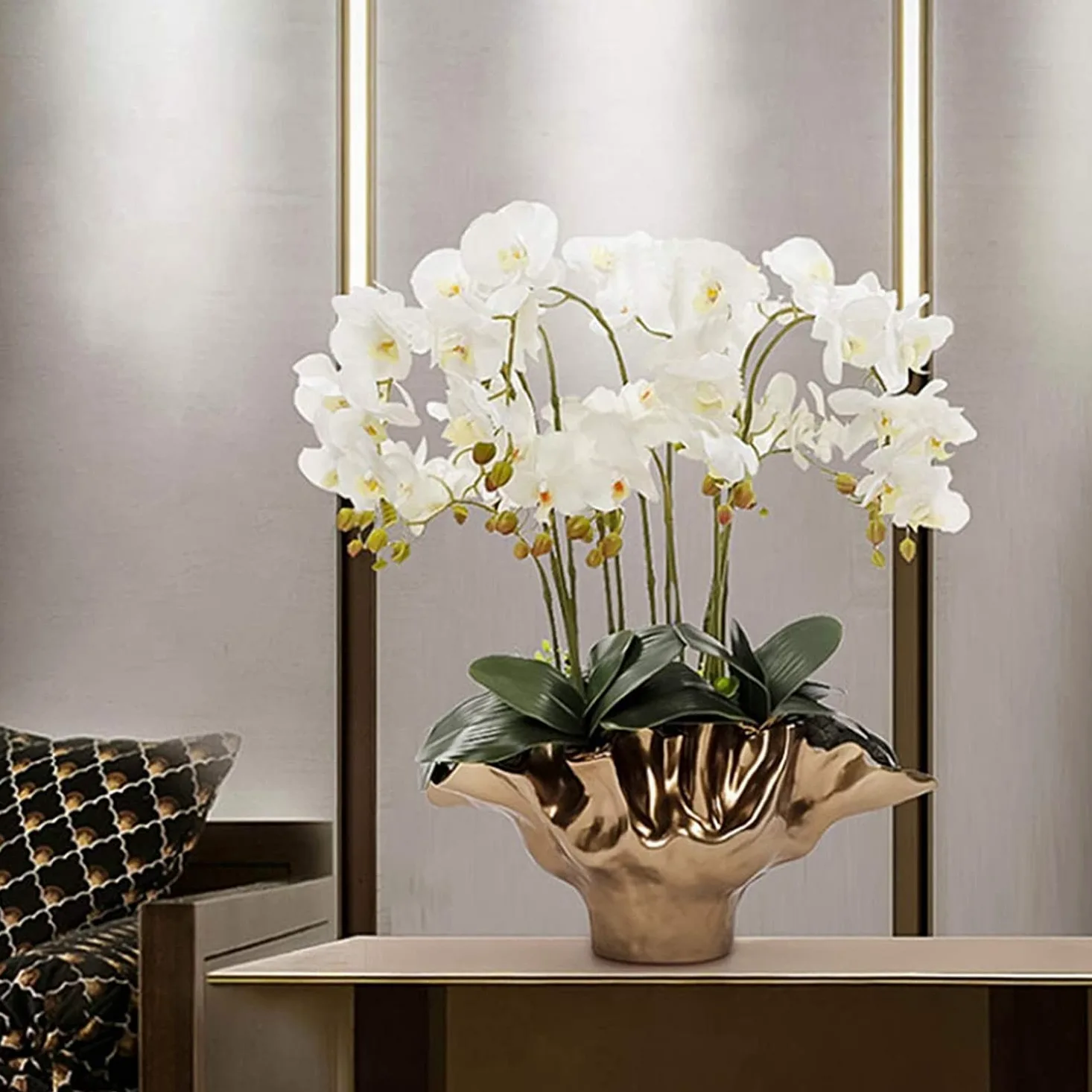 Fleurs artificielles, Fausses orchidées, orchidées décoratives, Centre de Table Artificiel, Grande orchidée Artificielle, Fausse Plante en Pot, Ensemble de Fleurs artificielles, Belle Forme