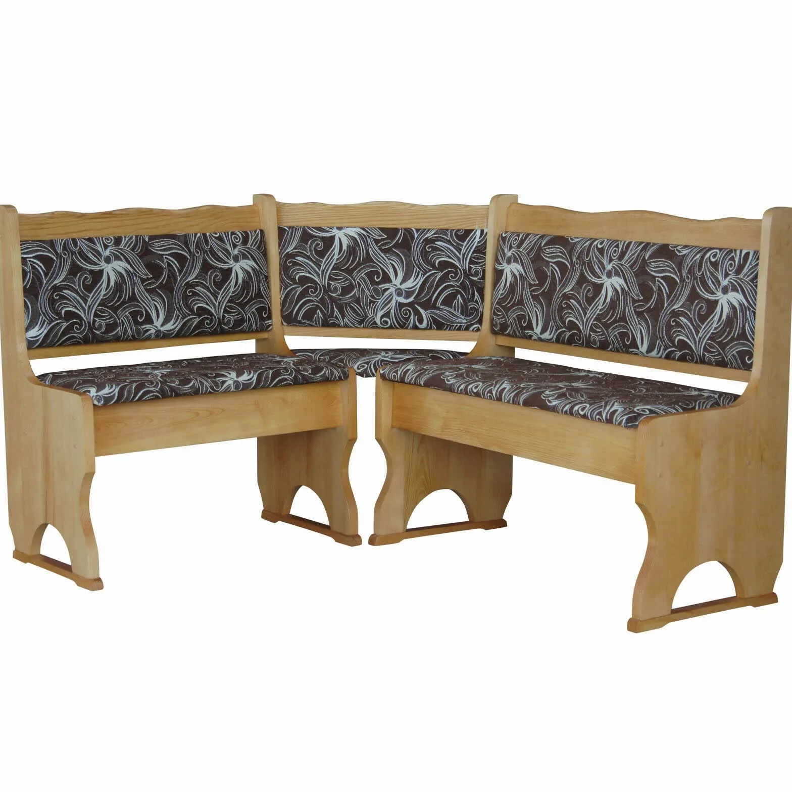 Banc d'angle en bois de pin avec rembourrage en bois massif – 120 x 160 cm