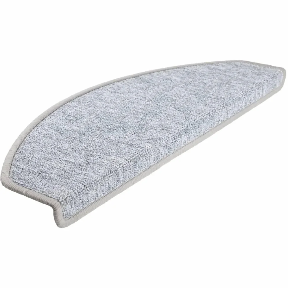 vidaXL 15x Tapis d'Escalier Tapis de Marche d'Escalier Protection d'Escalier Surface Antidérapante Intérieur Maison Gris Clair 65x24x4 cm