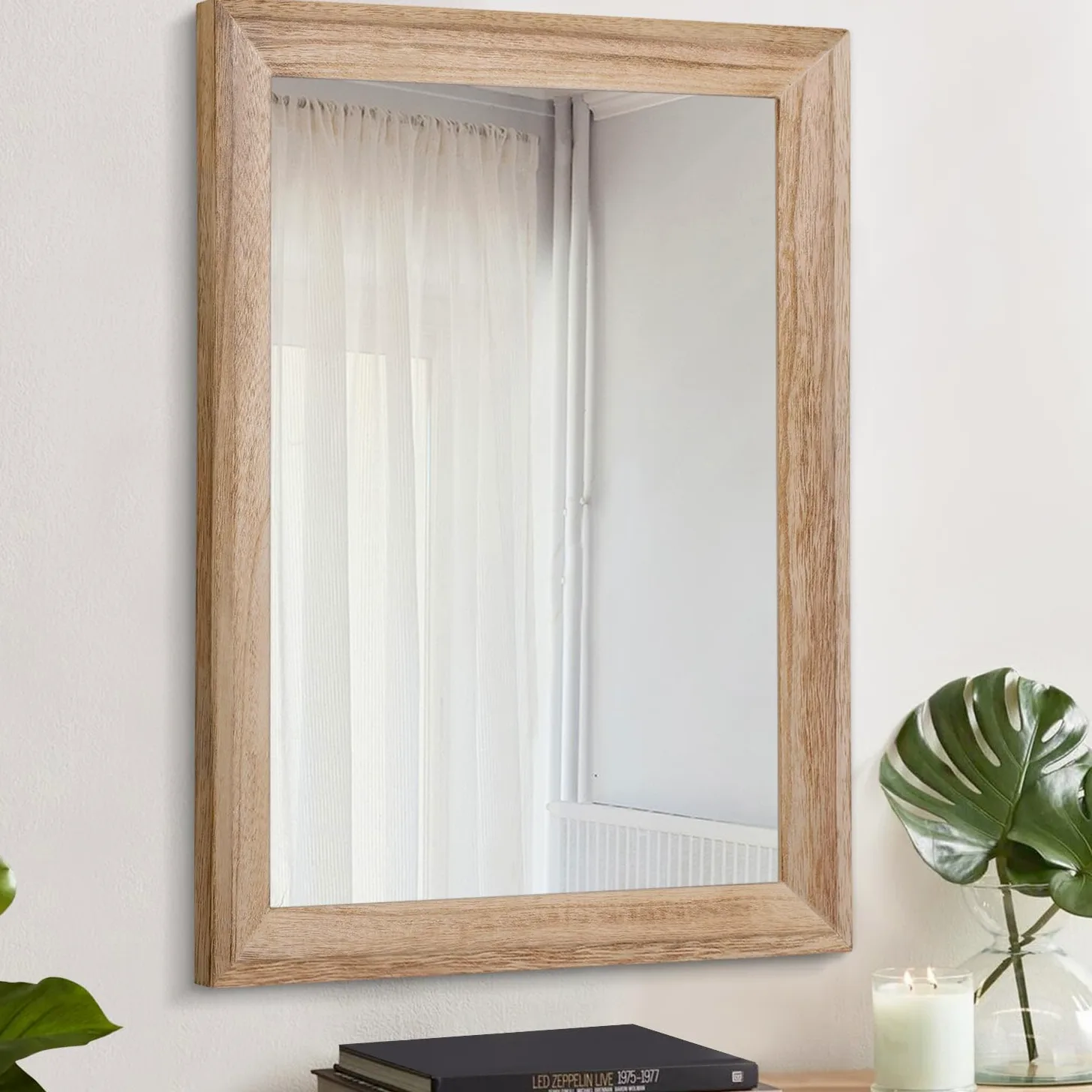 AAZZKANG Montage Mural Miroir Mural Rustique rectangulaire avec Cadre en Bois pour Ferme, Chambre à Coucher, Salle de Bain, 40 x 30 cm