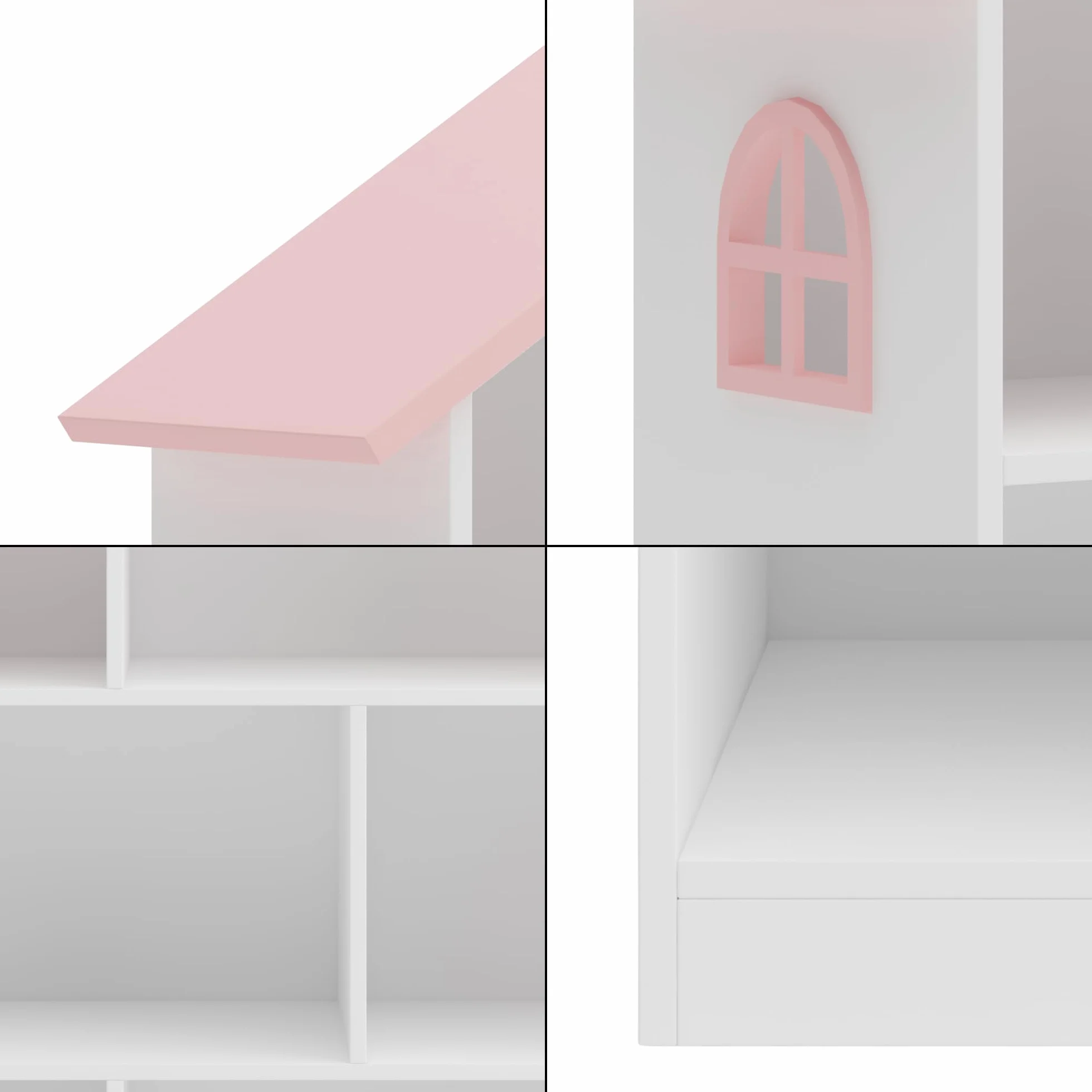 [en.casa] Bibliothèque pour Enfants avec 6 Compartiments de Rangement Ouverts Étagère Autoportante en Forme de Maison Cabane MDF 107 x 83 x 30 cm Blanc