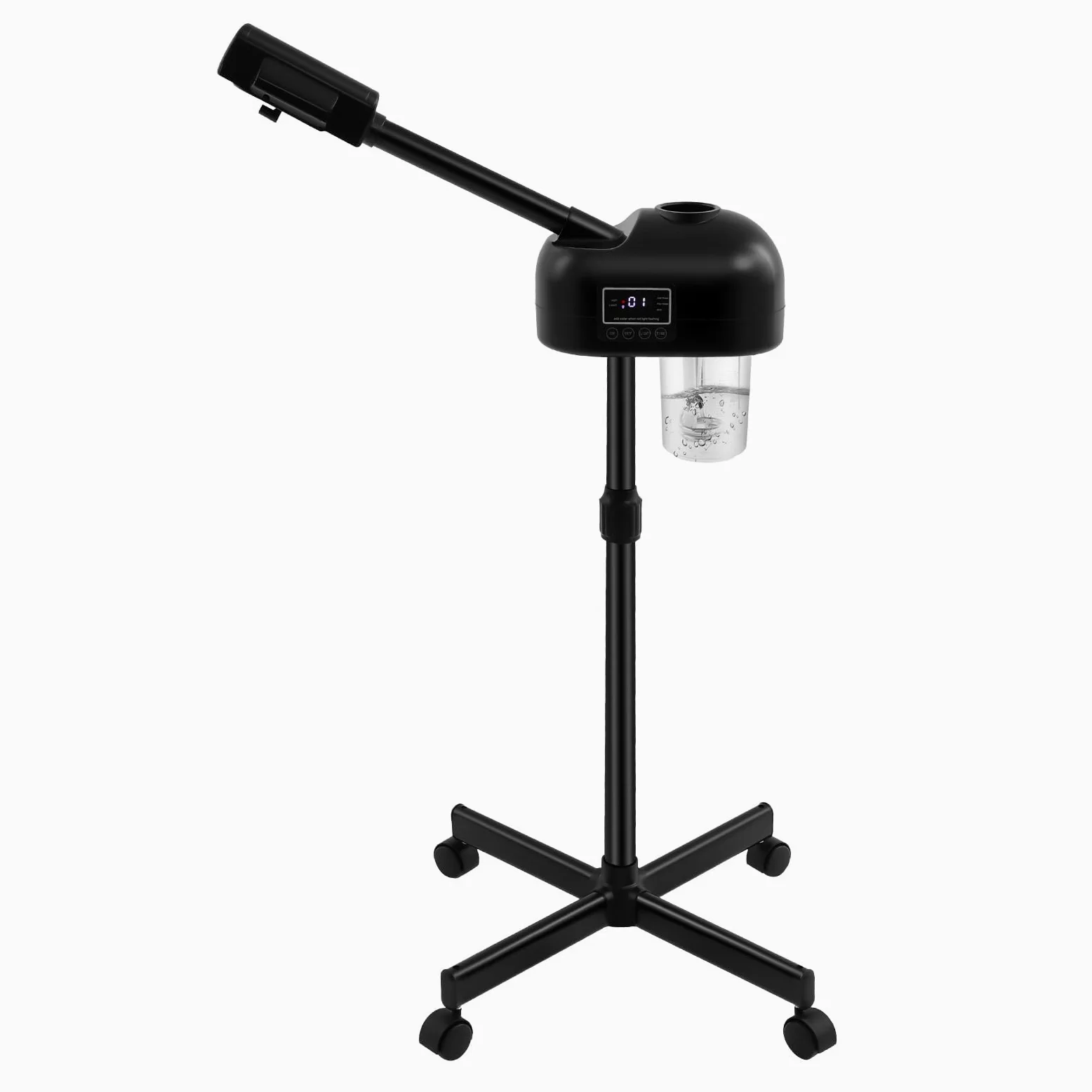 750 W Vapozone Esthetique Professionnel Ecran LCD, Vaporisateur Visage Vertical avec Minuterie et Buse 360 °, 58-68cm Hauteur Réglables, Vaporisateur de Sauna Facial