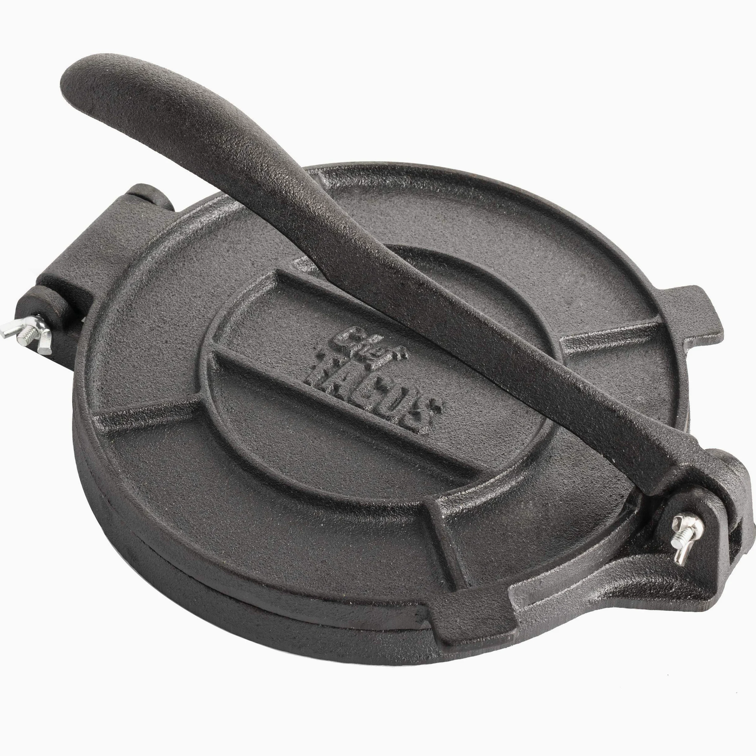 Presse à Tortillas en Fonte Authentique (20,3 cm) Machine à Tortillas de Maïs ou de Farine Pré-assaisonnée, Pataconera, Pâte à Roti