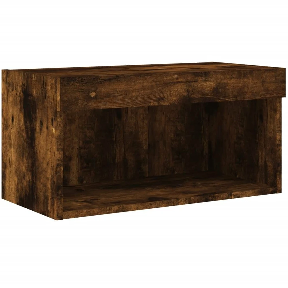 vidaXL Meuble TV avec lumières LED chêne fumé 60x30x30 cm