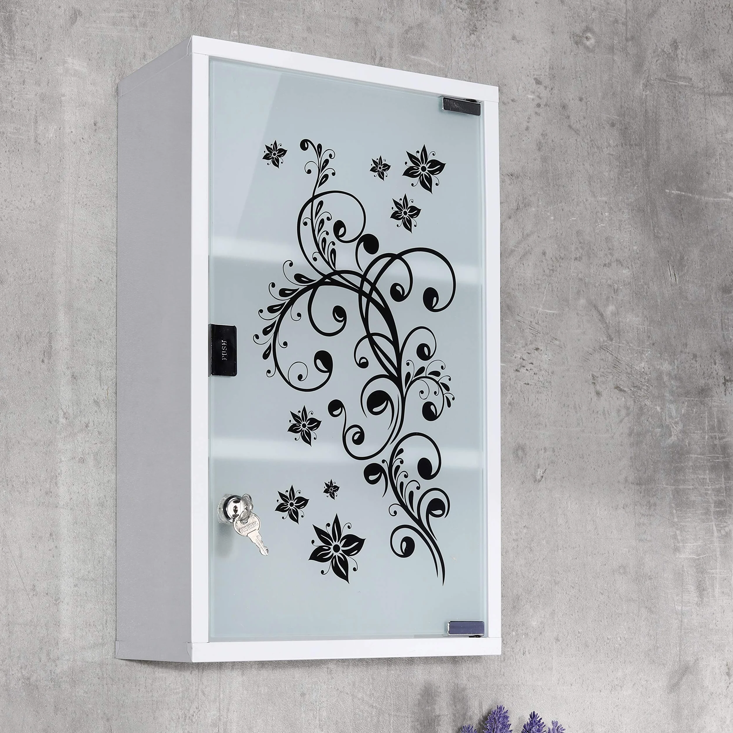 Hi - Armoire à Pharmacie Robuste avec étagères, refermable, Pratique Armoire Murale compacte en Verre, Rangement en Acier Inoxydable, Trousse de Secours