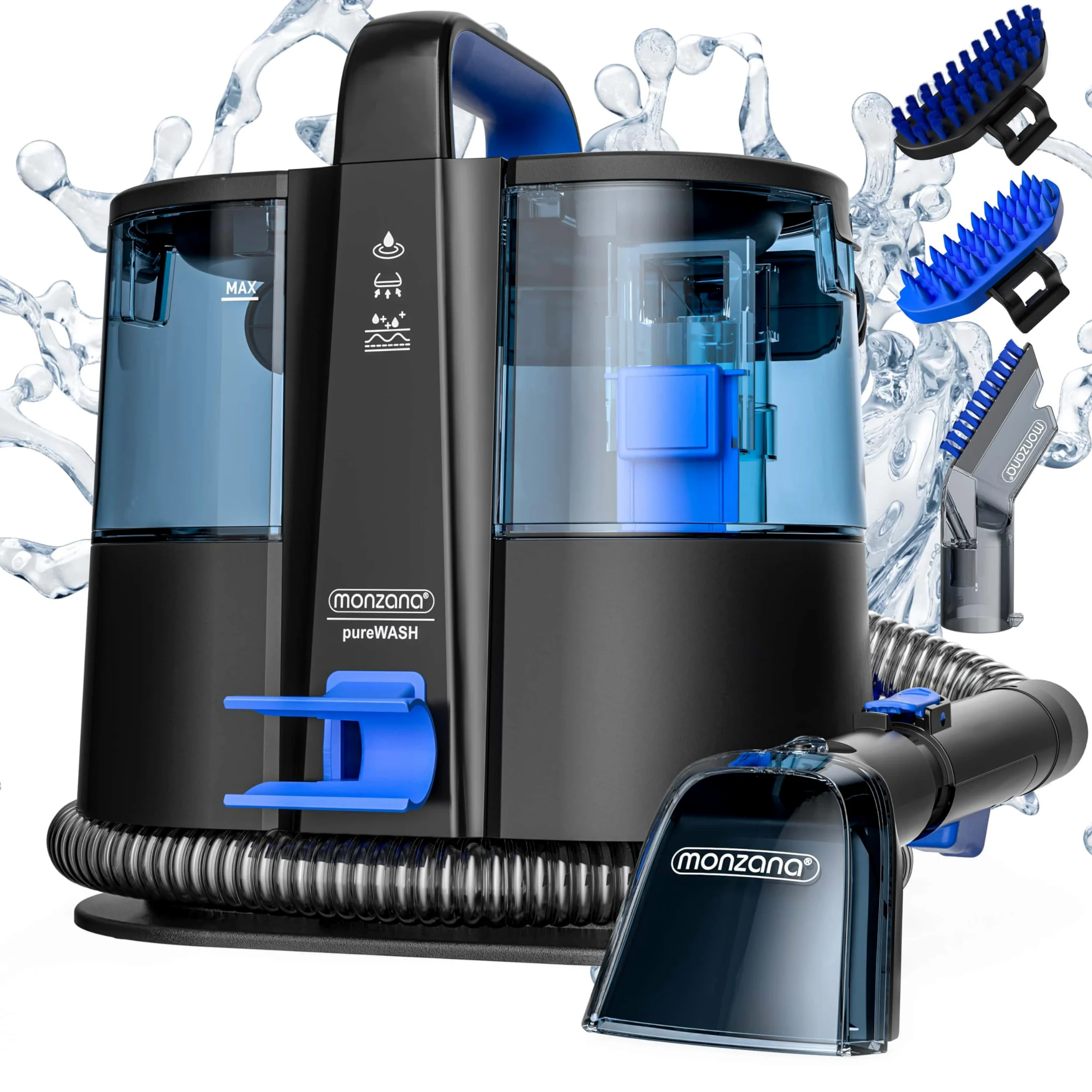 MONZANA® Shampouineuse 400W Aspirateur laveur portable Nettoyeur pour canapé tissus tapis moquettes voiture avec double réservoirs