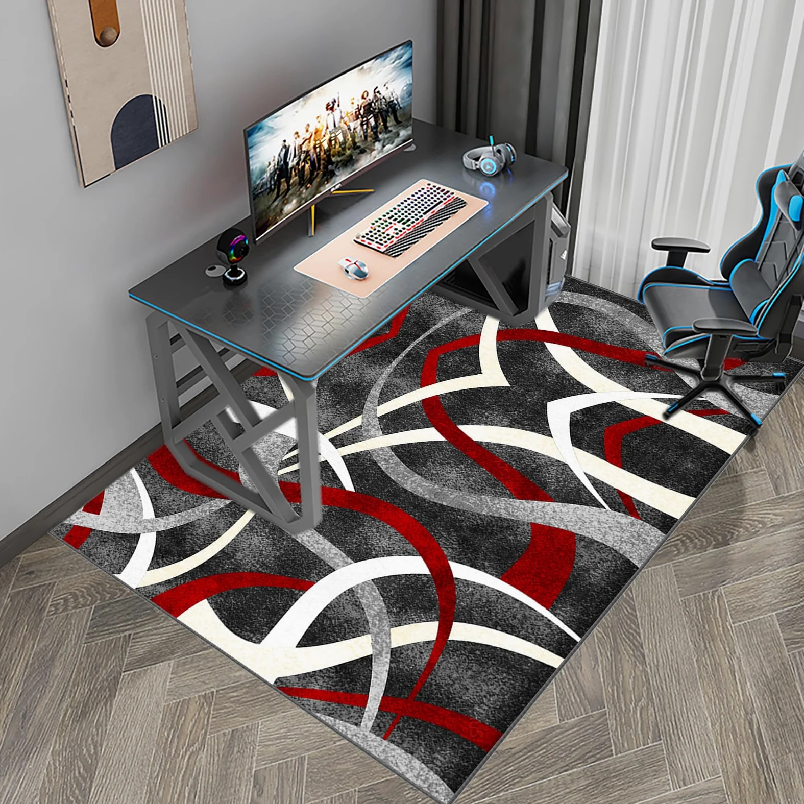 Tapis de chaise de bureau haut de gamme pour tapis à poils courts pour ordinateur de bureau, chaise de jeu avec surface facile à glisser, 90 x 140 cm, protection de sol pour bureau à domicile