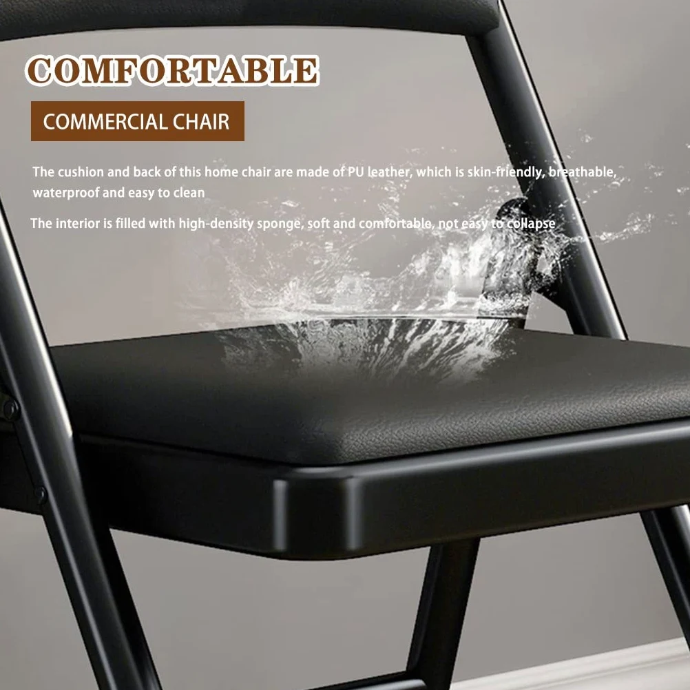 Chaises Pliante Chaises Rembourrées Pliantes Président De Conférence De Formation De Bureau, Chaise Dinante Se Pliante De Ménage, Chaise À Dossier De Dortoir Légère (Color : Noir, S : 45 * 45 * 79cm)