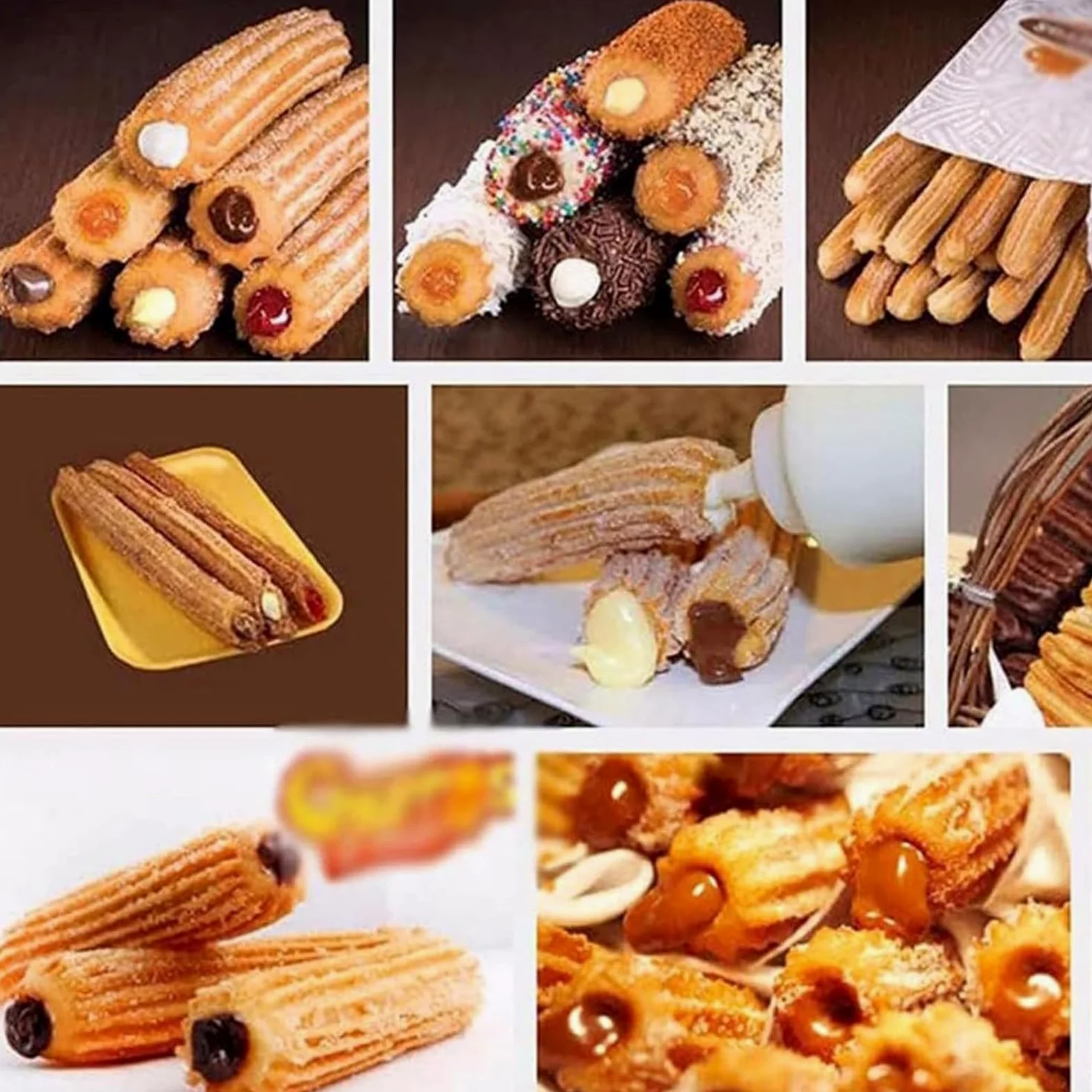 Machine à churros latine, 3L 5L 7L, en acier inoxydable, avec 6 buses, support de travail en forme de L, pour une utilisation professionnelle ou domestique,7L