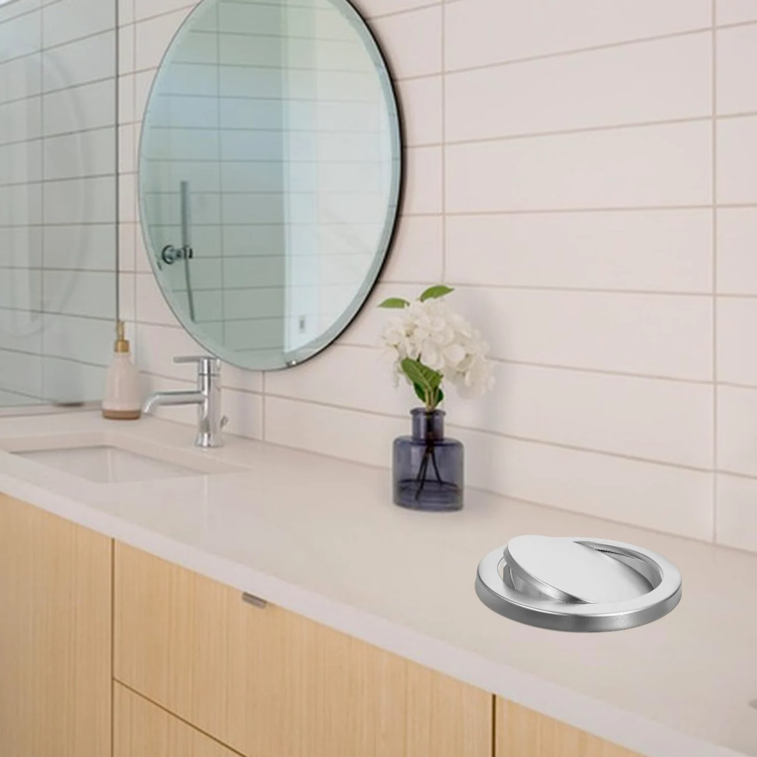 Couvercle Basculant En Acier Inoxydable Pour Poubelle 30 Cm Résistant Aux Intempéries Accessoire Remplacement Pour Poubelle De Cuisine Et Lieux Publics