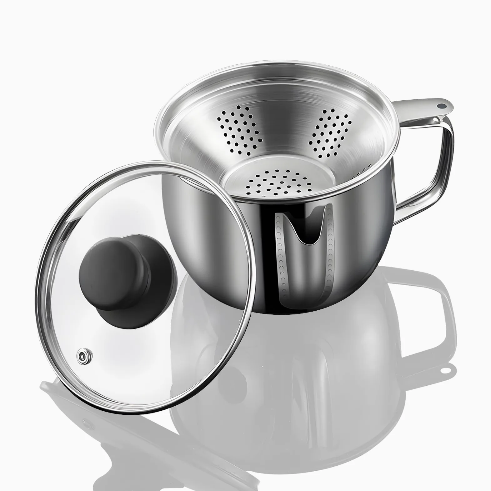 Séparateur de Graisse D'huile, 1000ML Filtre Huile Alimentaire en Acier Inoxydable 304, Pot à Huile de Soupe de Filtre à Huile Domestique pour Bol de Séparation D'huile de Sauce
